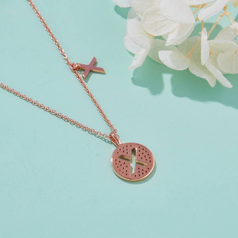 X pendant S925 silver plated rose gold Moissanite diamond light luxury letter necklace